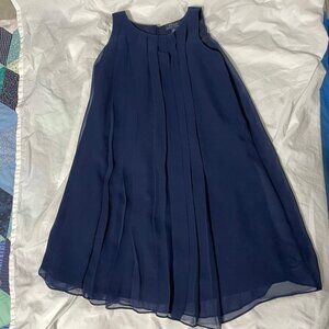 Polo Ralph Lauren Dress Girls Sz 10 Navy Blue Formal Sleeveless Pleated Chiffon